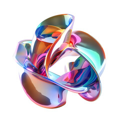 glass Holo abstract 3D Shape in white background, PNG image