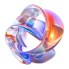 Holo abstract 3D Shape in white background, PNG image