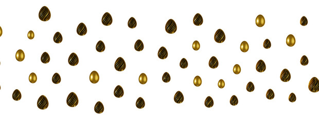 golden and silver eggs isolated on white background with shadow. Easter eggs