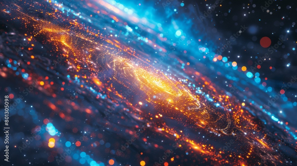 Poster close-up of a galaxy map displayed on a computer screen, showing the distribution of stars, nebulae,