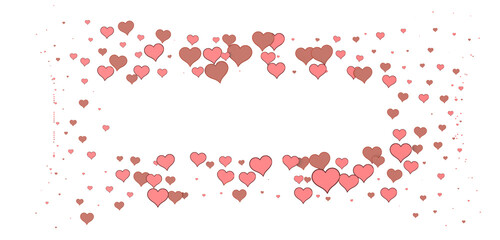 Falling red and pink hearts isolated on transparent background. Valentine’s day design
