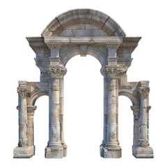 Fototapeta premium Historical stately Arch Pillar isolated on transparent background