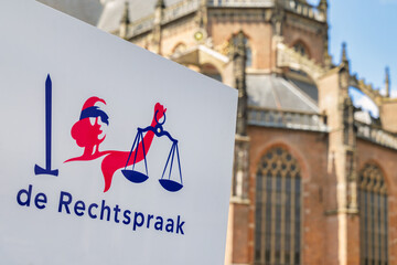 Naklejka premium Entrance sign of the Judicial Office with the Dutch text for 
