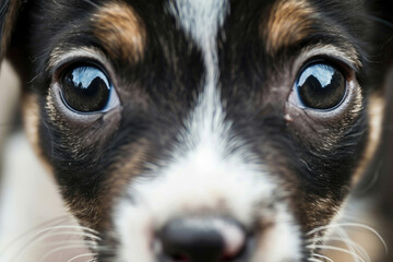 Close-up of a puppy's curious eyes
