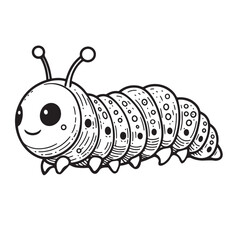 Line art of green caterpillar or green worm cartoon vector