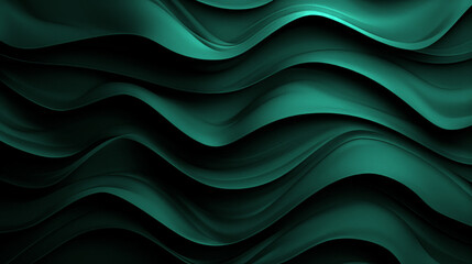 abstract deep emerald green background with wavy curves and smooth lines