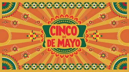 Banner de Cinco de Mayo con Colores Verde, Amarillo y Rojo