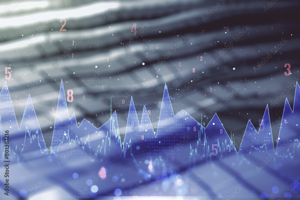 Poster abstract virtual analytics data spreadsheet on abstract metal background, analytics and analysis con
