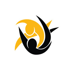 Judo sport vector logo design template. Karate fight logo concept. - obrazy, fototapety, plakaty