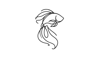 A continuous line drawing of a fish