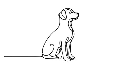 A continuous line drawing of a dog