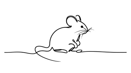 A continuous line drawing of a mouse