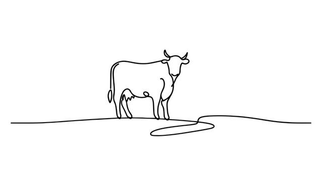 recommend clip art: A continuous line drawing of a cow