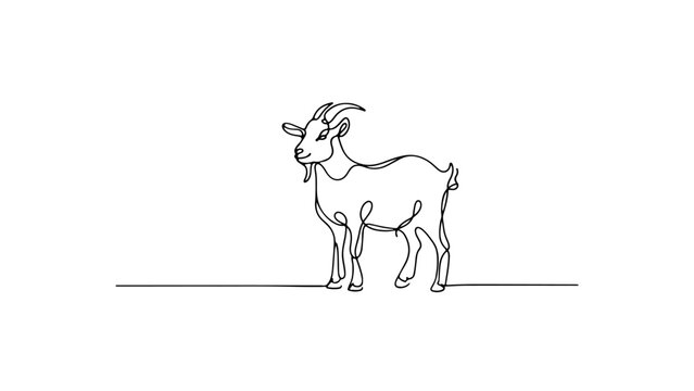 A continuous line drawing of a goat