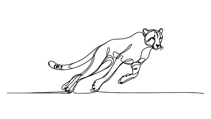 A continuous line drawing of a realistic cheetah