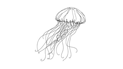 A continuous line drawing of a realistic jellyfish © Ibrahim