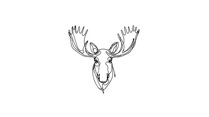 A continuous line drawing of a realistic moose head 2
