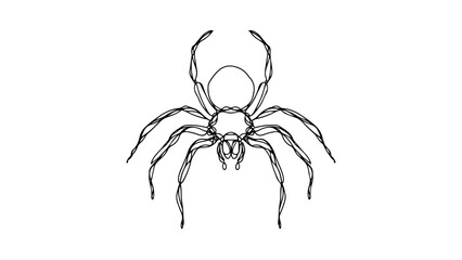 A continuous line drawing of a realistic spider