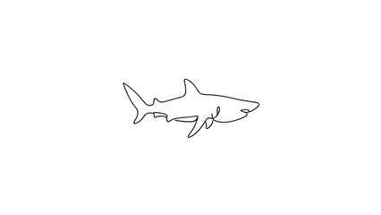 A continuous line drawing of a shark
