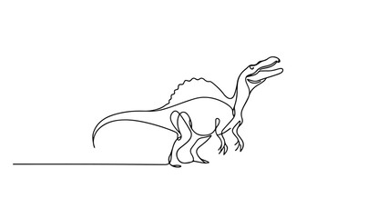 Continuous line drawing of a Spinosaurus 