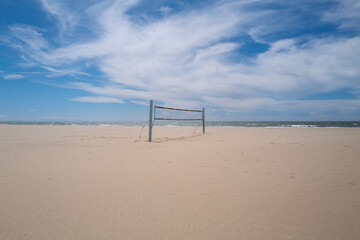 Solitary Beach Volleyball Net on Sand
