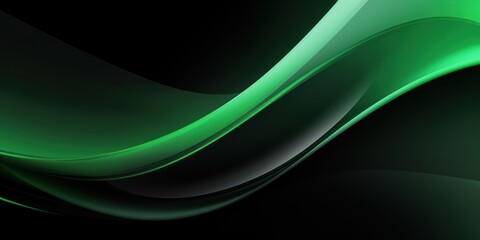 Green black white glowing abstract gradient shape on black grainy background minimal header cover poster design copyspace