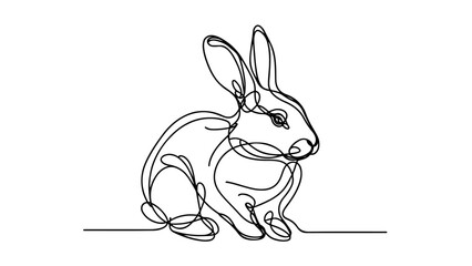 A realistic rabbit continuous line drawing style