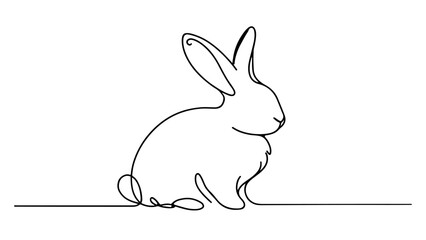 continuous line drawing of a bunny