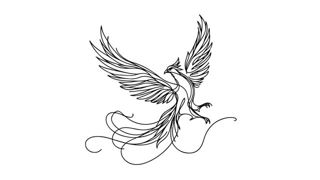 recommend clip art: continuous line drawing of a phoenix