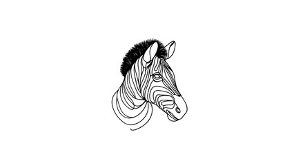 continuous line drawing of a realistic zebra head