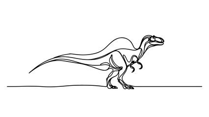 continuous line drawing of a Spinosaurus