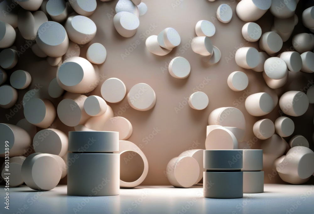 Aufkleber 'object 3d template placement stone product abstract background cylinders rendering podium splay pod