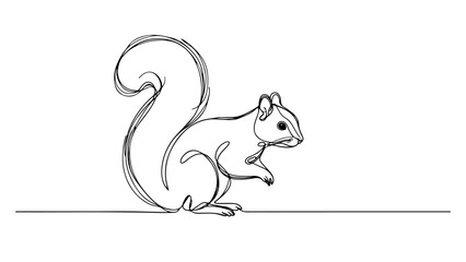 realistic squirrel drawn in a continuous line drawing style © Ibrahim