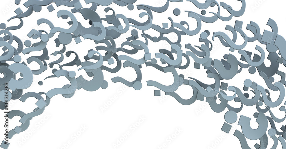 Poster Colored question marks background. 3D Rendering..