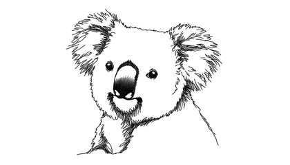 realistic hand drawn koala shot
