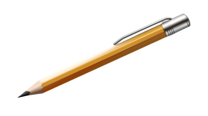 Pencil Mockup with Eraser for School and Office Use, Isolated on White, Transparent Background, PNG File, Hand Edited Generative AI