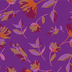 Big flowers pattern, upscale floral pattern. graphical textures floral, trendy colors pattern , flowers background with leaves. vector illustration.