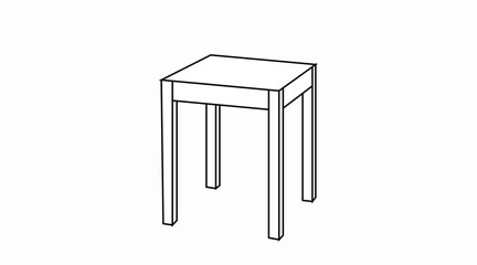Vector Isolated Black and White Illustration of a Wooden Stool