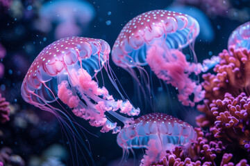 Vibrant Jellyfish Floating in a Serene Underwater World