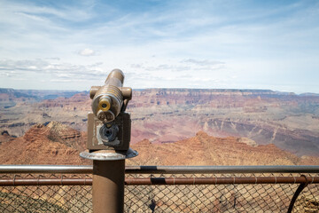 Observation Binoculars Overlooking Grand Canyon - Copy Space