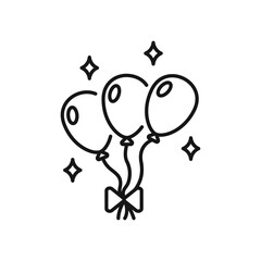 Balloons vector set of black icons. Color linear editable inflatable balloons vector. Decoration for the holiday with balloons. Helium balloons outline vector. Vector illustration.