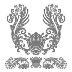 Abstract ornate floral vector isolated illustration