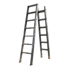 Solid steel ladder isolated on transparent background