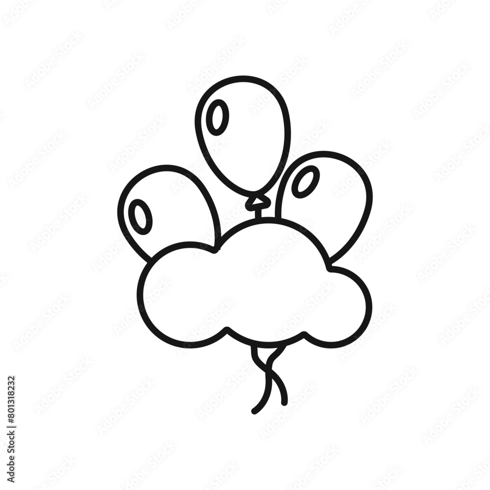 Poster balloons behind a cloud vector. cloud icon with balloons vector. vector illustration.