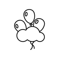 Balloons behind a cloud vector. Cloud icon with balloons vector. Vector illustration.