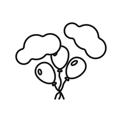 Balloons behind a cloud vector. Cloud icon with balloons vector. Vector illustration.