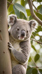 Cute Koala Clinging to a Tree