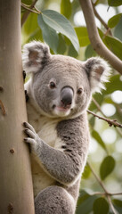 Obraz premium Cute Koala Clinging to a Tree