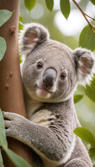 Cute Koala Clinging to a Tree