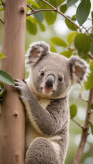 Obraz premium Cute Koala Clinging to a Tree